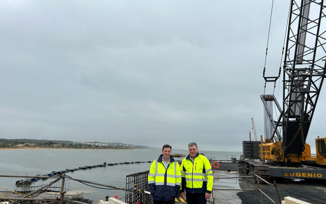 Las obras de construcción de una nueva doble rampa ro-ro en el Puerto de Huelva avanzan a buen ritmo